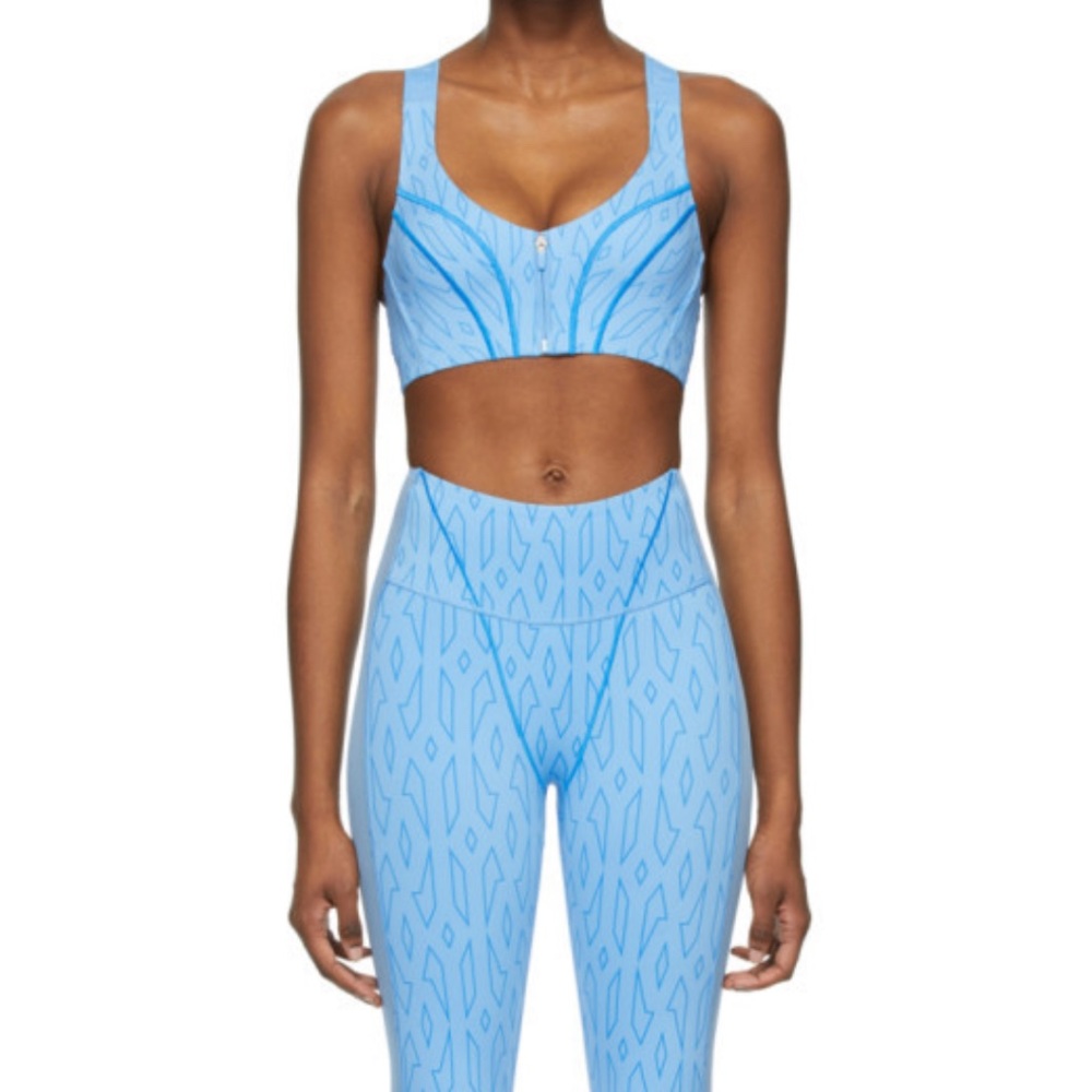 adidas x Ivy Park Medium-Support Monogram Bra - 
Light Blue
